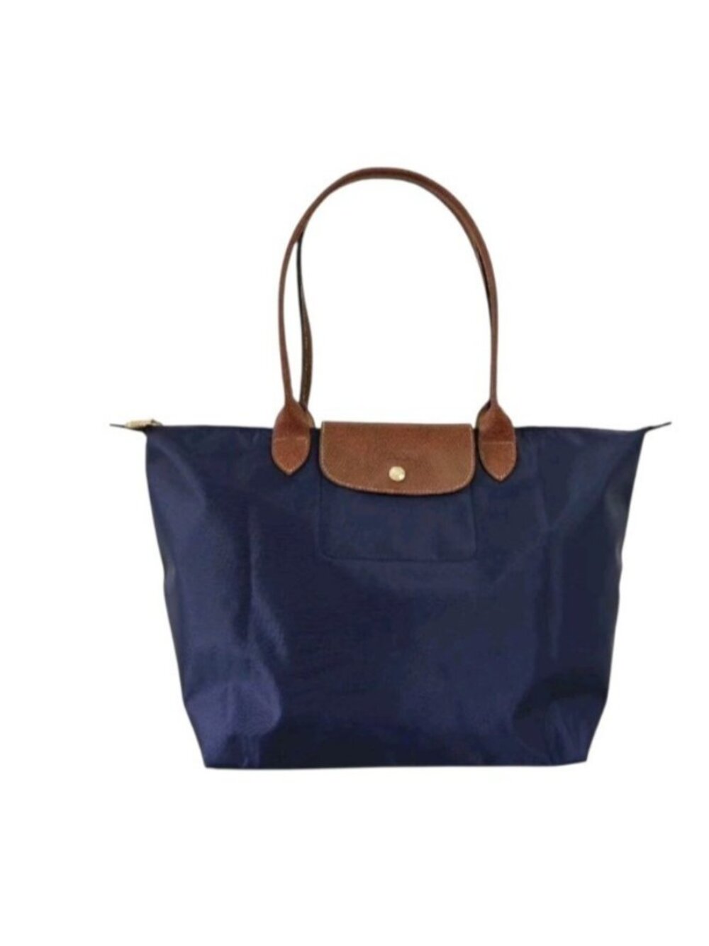 Longchamp Le Pliage Women's Medium Navy Nylon Leather Tote Bag NWOT - Picture 3 of 16